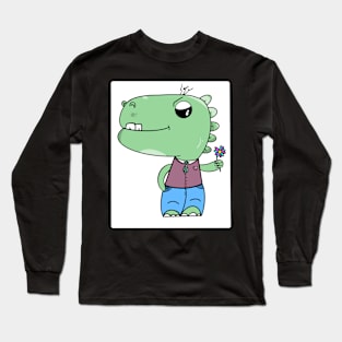 Flower Dinosaur Long Sleeve T-Shirt